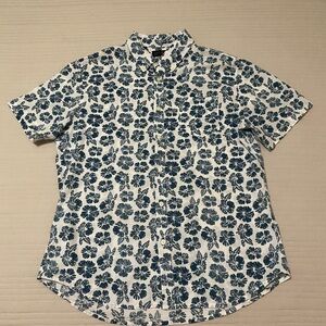 Jachs Blue Floral Casual Button Down Shirt